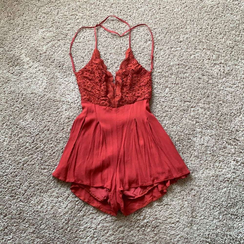 Dark red romper